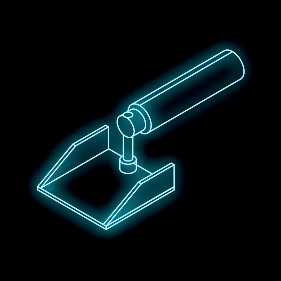 Neon blue edger tool creating a perfect lawn edge in isometric view vector