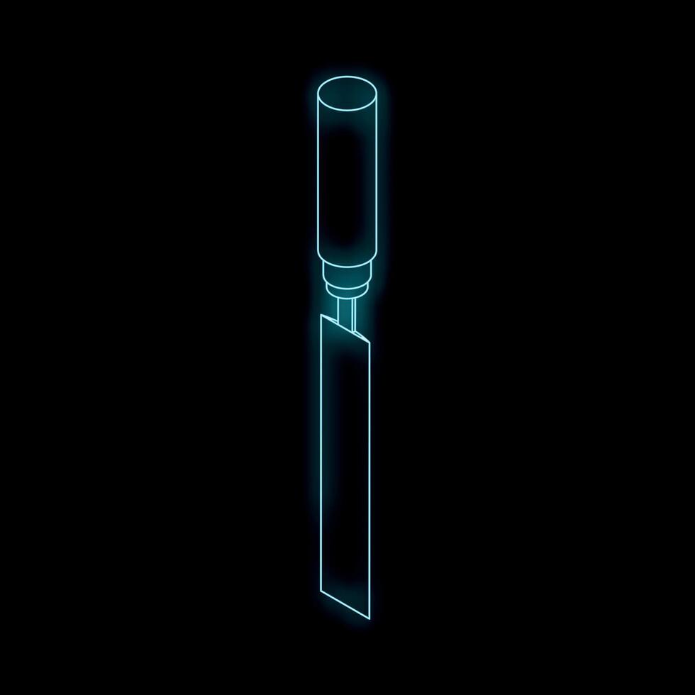 Neon chisel creating a modern woodworking design vector