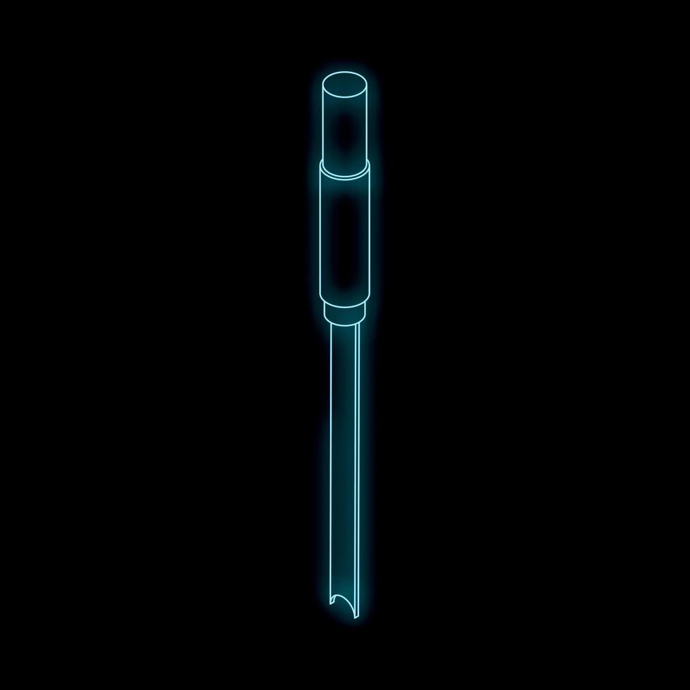 Neon blue usb cable glowing in dark background vector