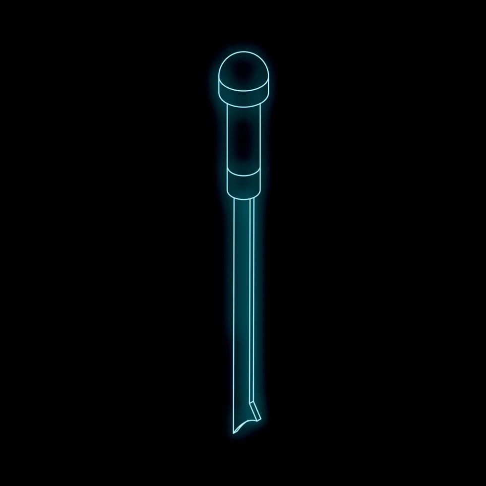 Neon blue awl glowing on black background vector