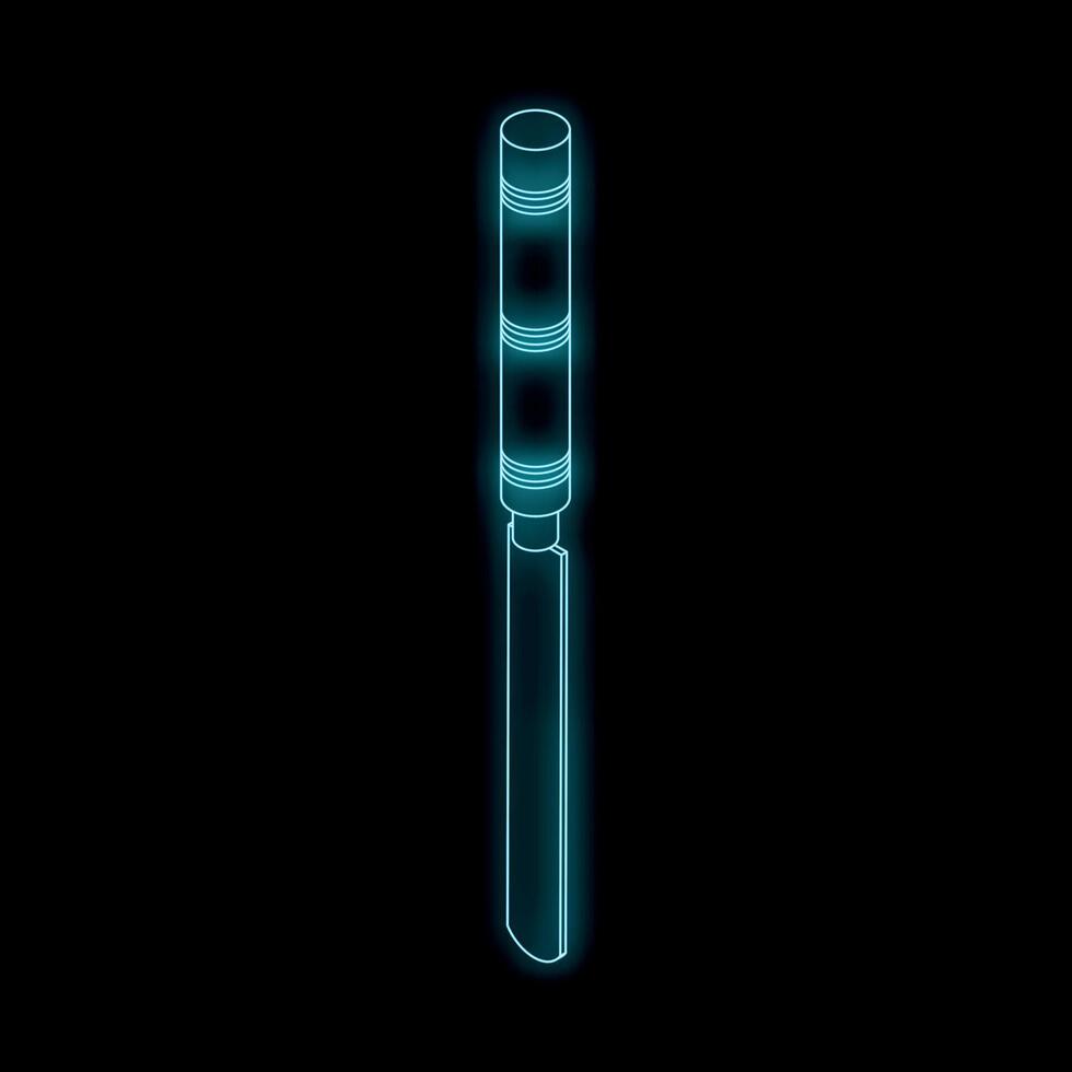Neon blue chisel glowing on black background vector