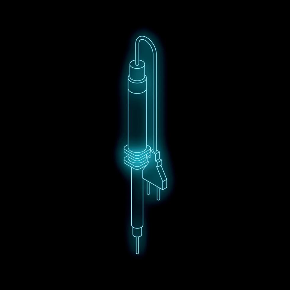 Electric soldering iron with blue neon light emitting from its body vector
