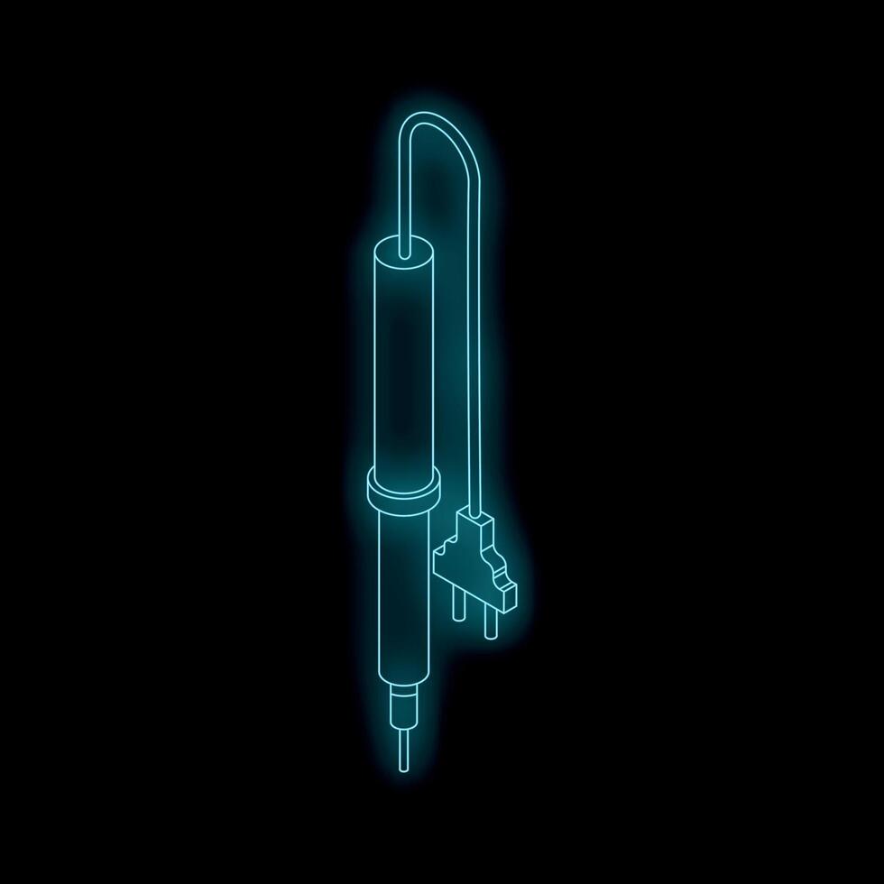 Electric soldering iron with plug glowing on dark background vector