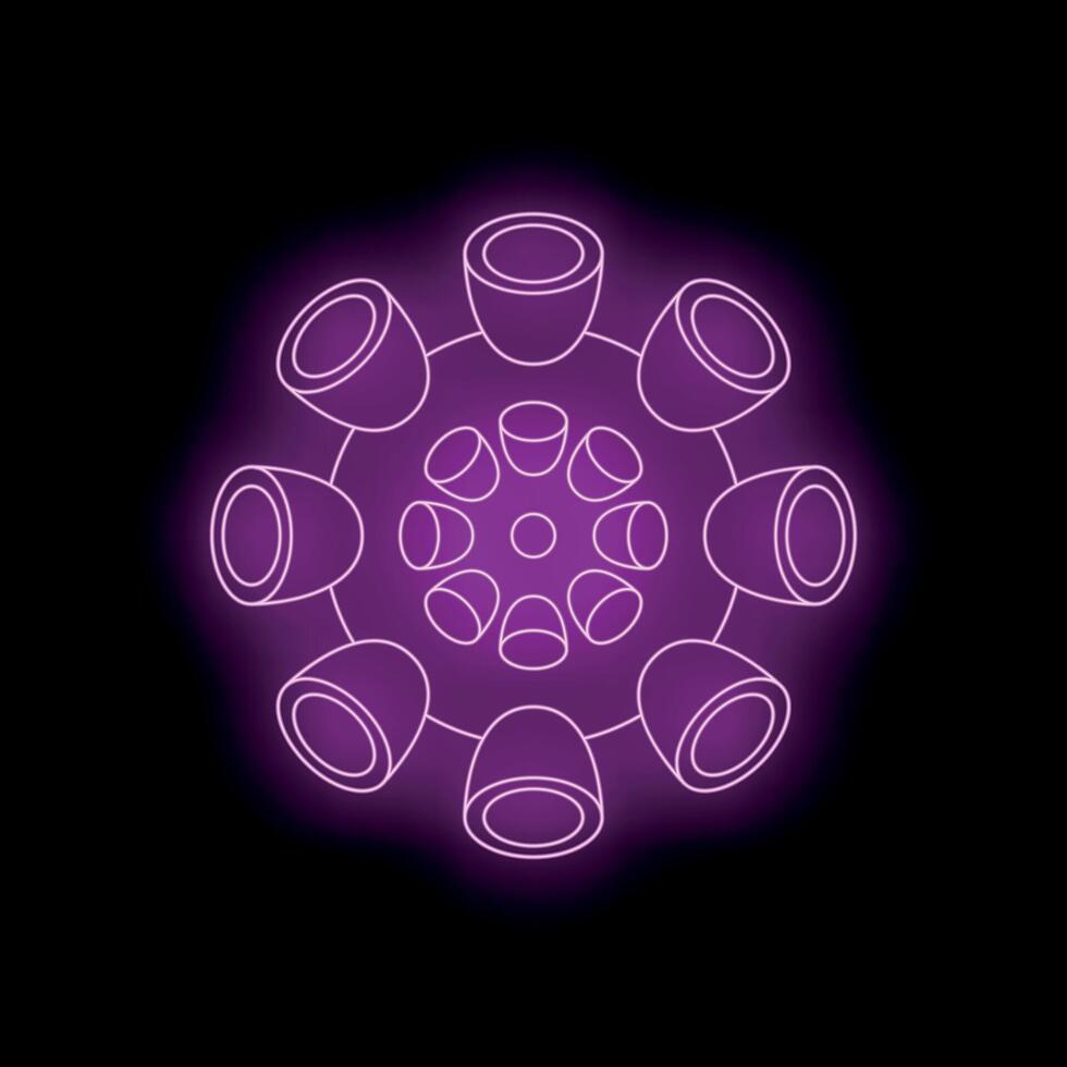 Glowing purple neon abstract circular design on black background vector