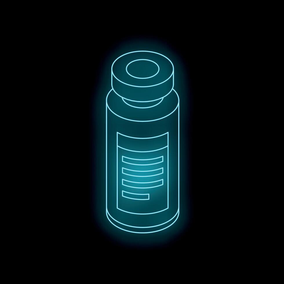 Glowing neon medical vial symbolizing healthcare innovation on dark background vector