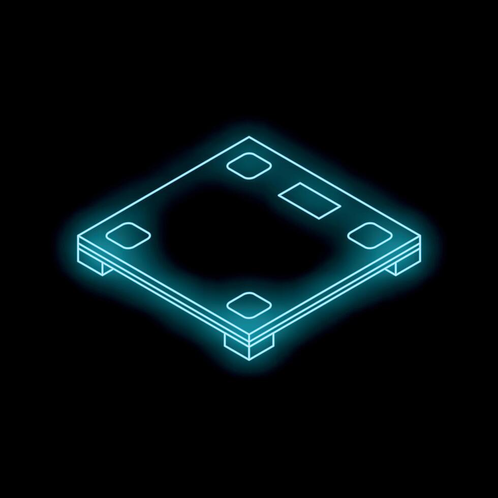 Glowing neon blue pallet on black background symbolizing logistics and shipping vector