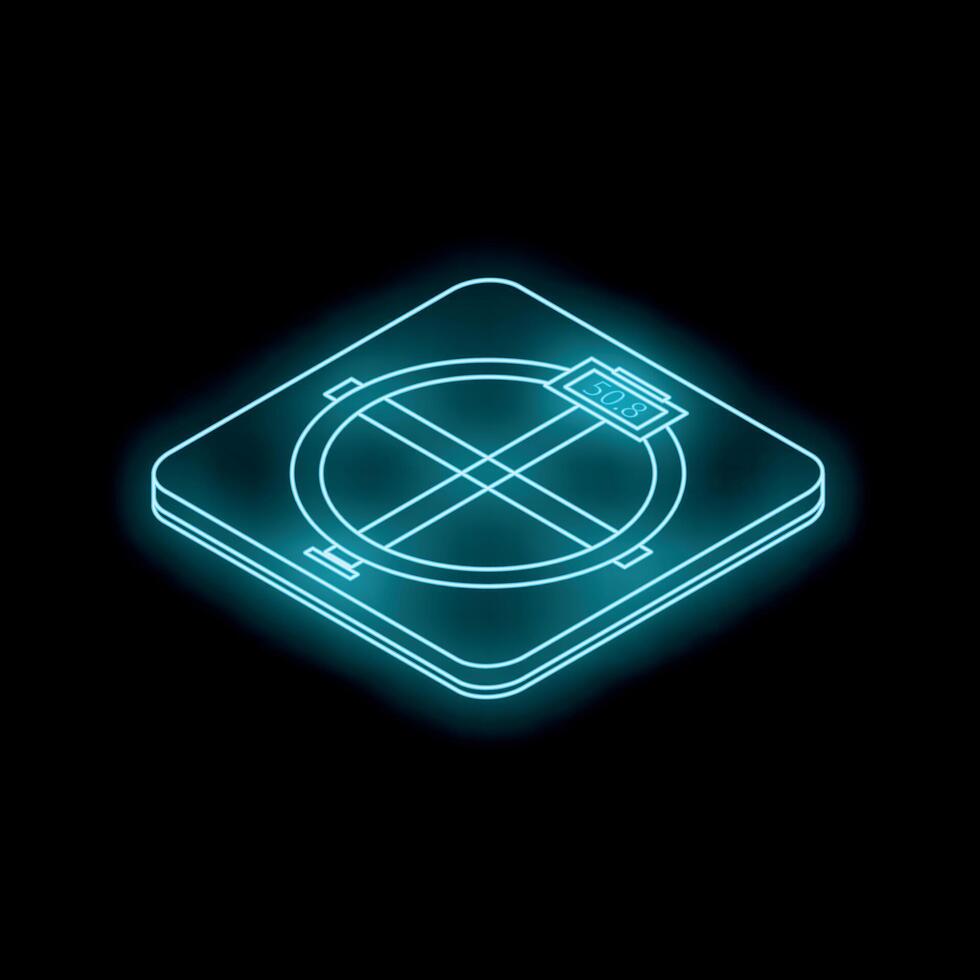 Bathroom scale showing weight in kilograms glowing with neon light vector