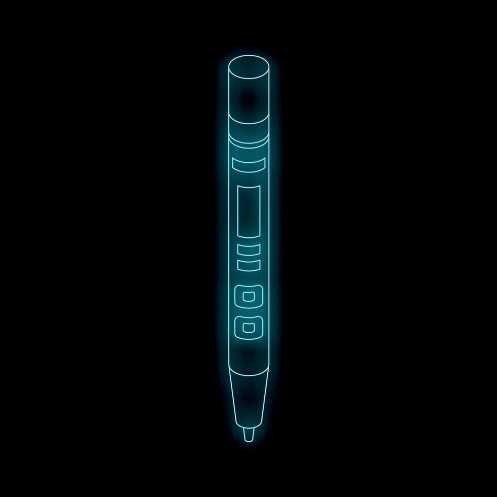 Digital pen glowing with futuristic neon light on black background vector