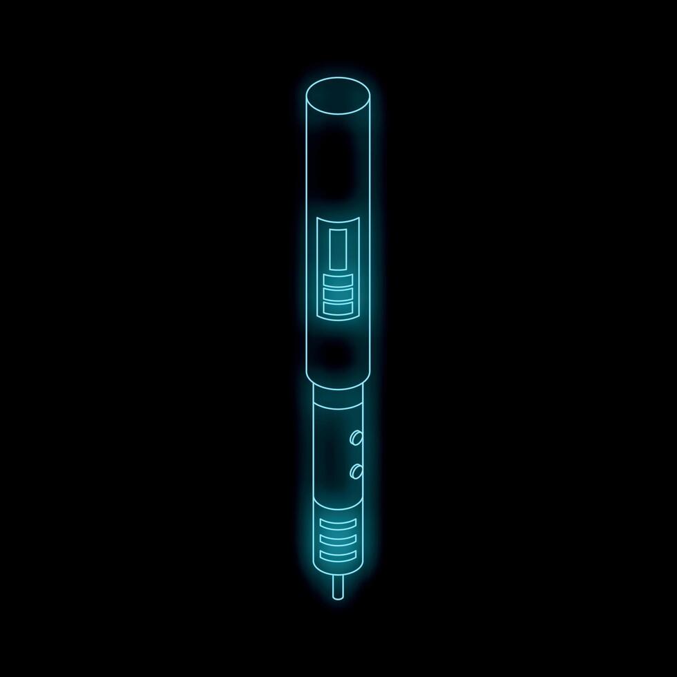 Neon blue ovulation test glowing on black background vector