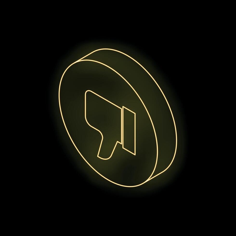 Neon yellow thumbs down dislike icon in circle on black background vector