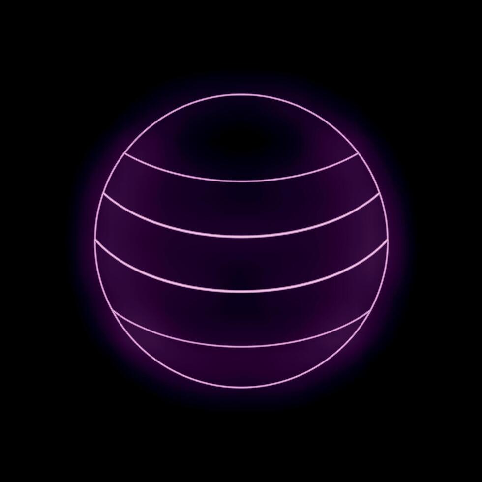 Glowing neon purple sphere with horizontal lines creating a futuristic vibe vector