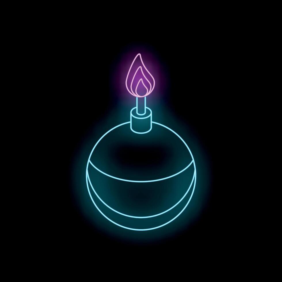 Round bomb with burning fuse on black background vector