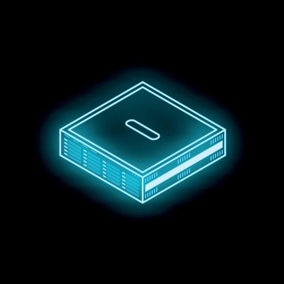 Glowing neon server illustrating cloud computing technology vector