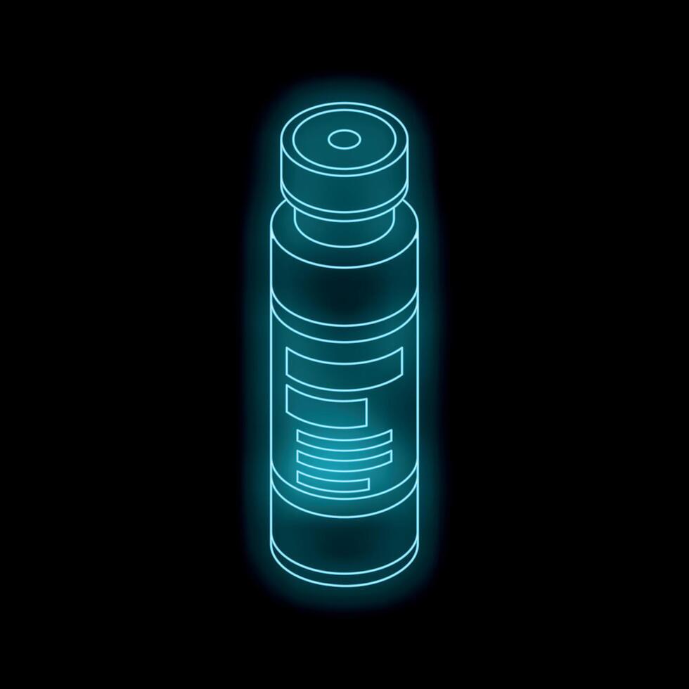 Glowing neon medical vial symbolizing healthcare innovation on dark background vector