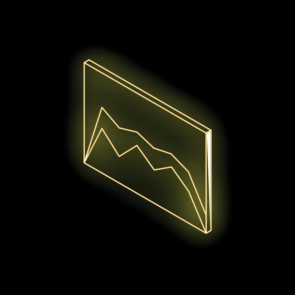 Glowing neon yellow chart showing decreasing trend on black background vector