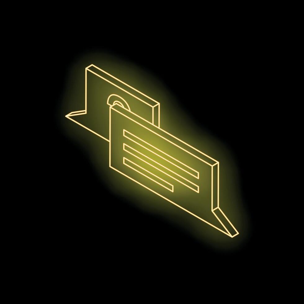 Neon yellow chat bubbles exchanging messages on black background vector