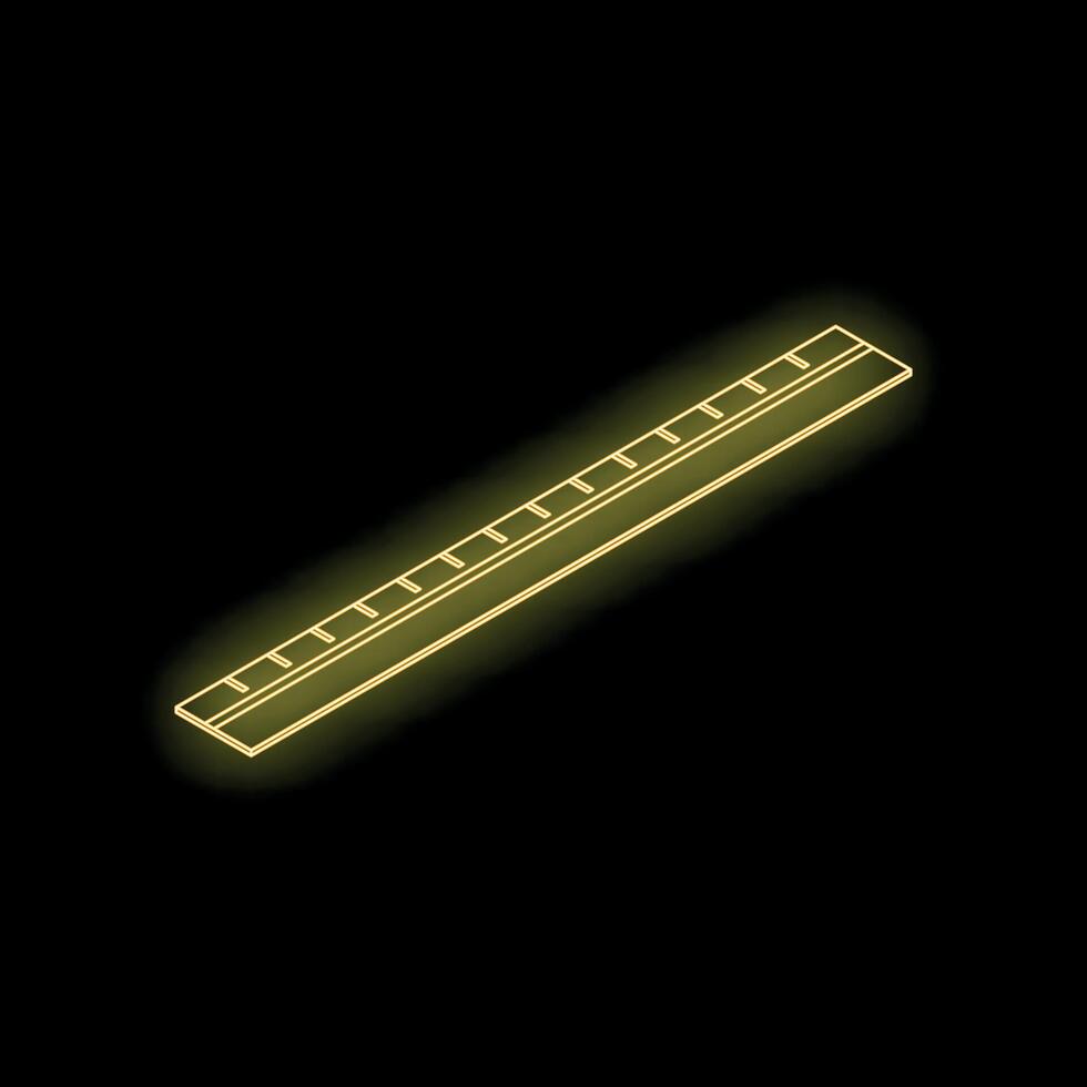 Glowing neon yellow ruler on black background symbolizing measurement and precision vector