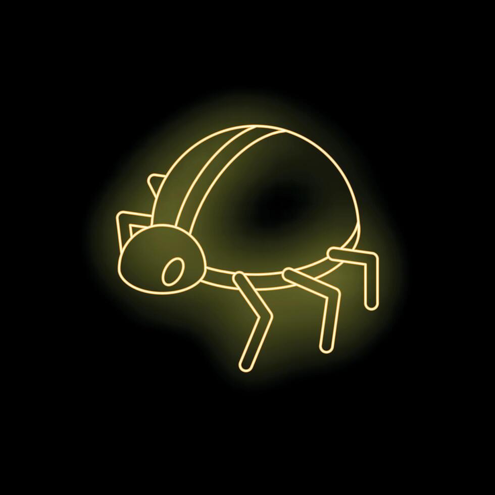 Neon yellow bug glowing on black background vector