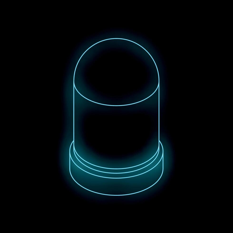 Neon blue light emitting from a futuristic cylinder on black background vector