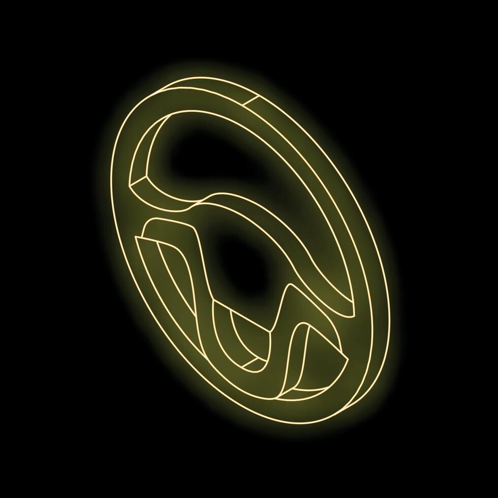Glowing steering wheel representing driving and automotive industry on black background vector