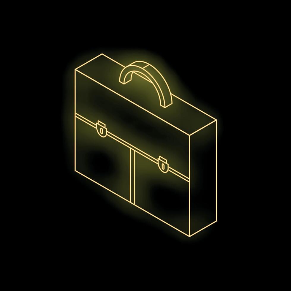 Glowing yellow briefcase representing business and finance on black background vector