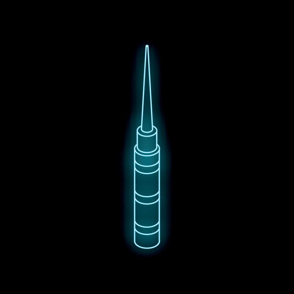 Neon blue glue tube shining on black background vector