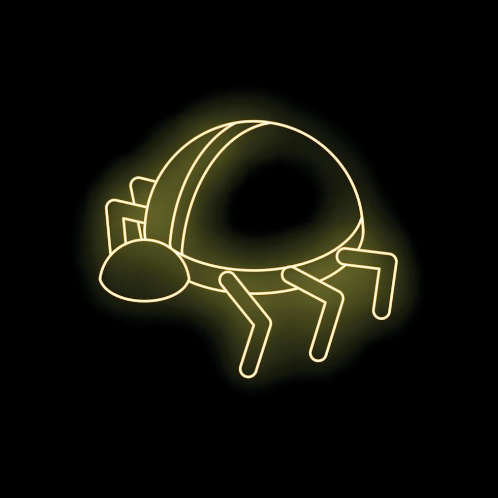 Neon yellow bug crawling in the dark vector