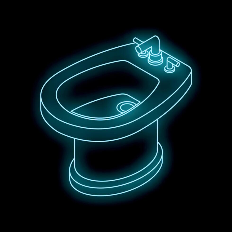 Neon bidet shining in the dark bathroom vector