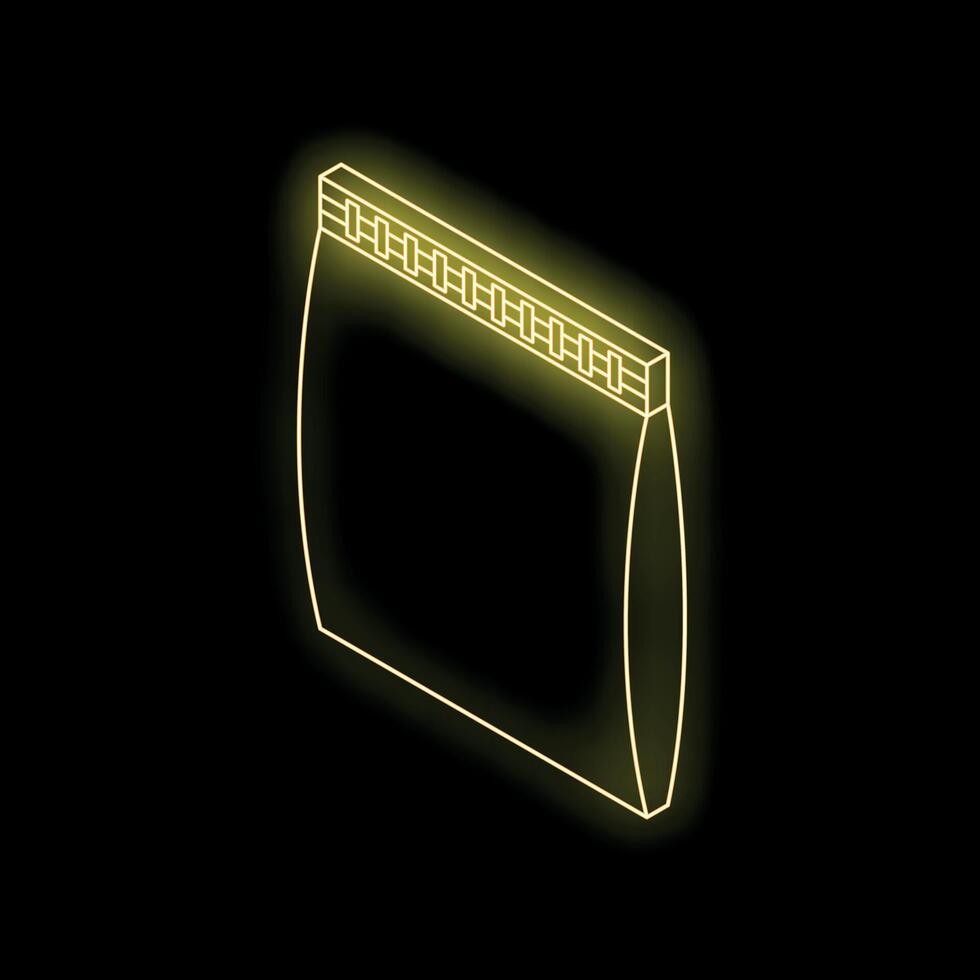 Glowing neon wet wipes package on black background vector