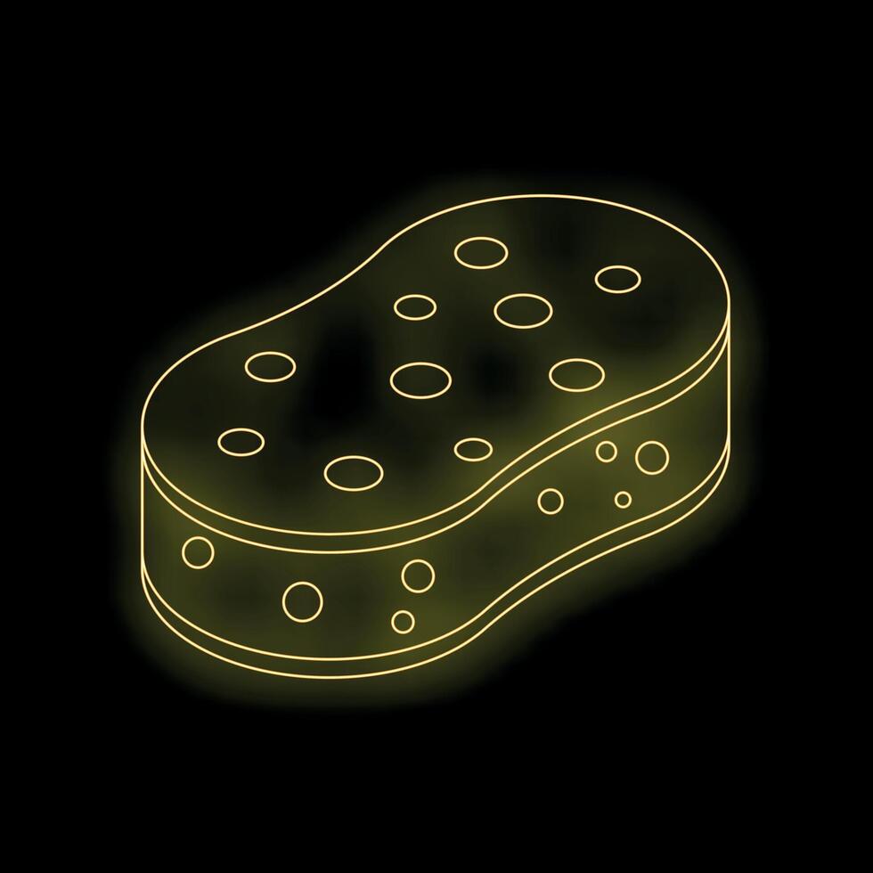 Yellow neon sponge shining on black background vector
