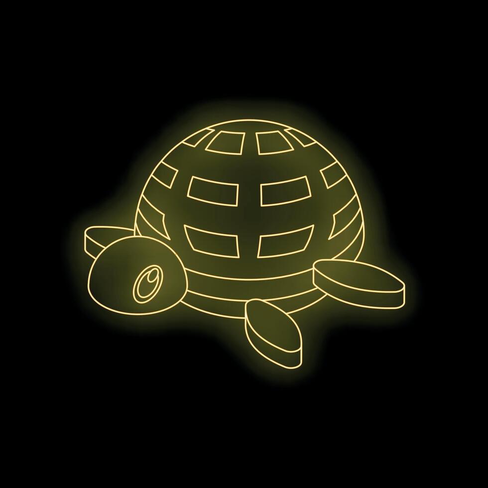 Neon turtle carrying globe shell protecting world environment vector