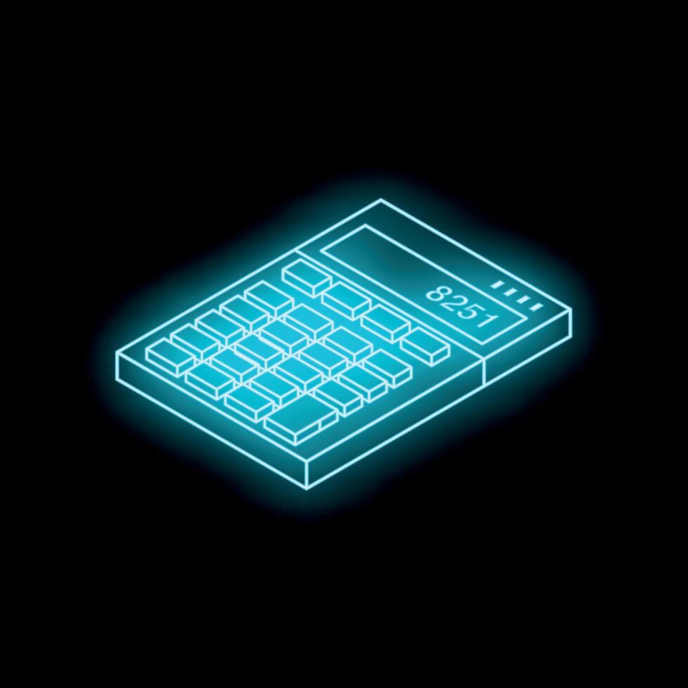 Futuristic glowing calculator displaying number 8251 on dark background vector