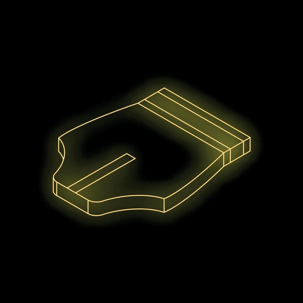 Glowing neon yellow fountain pen nib writing tool on black background vector