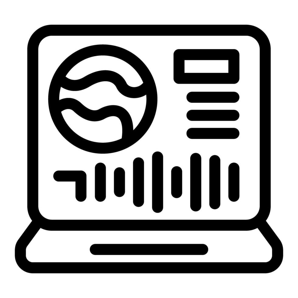 Laptop showing global business analysis with charts and graphs vector