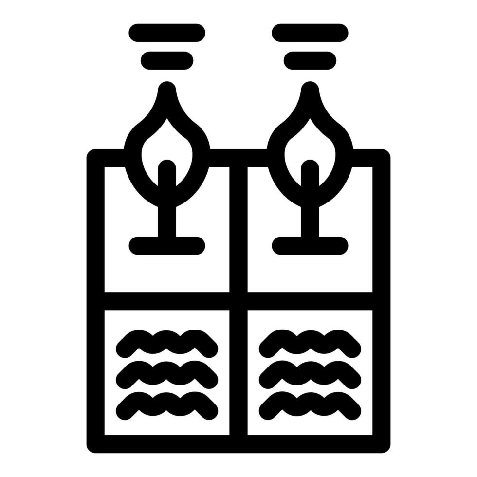 Gas stove with two burners producing heat and wavy lines vector