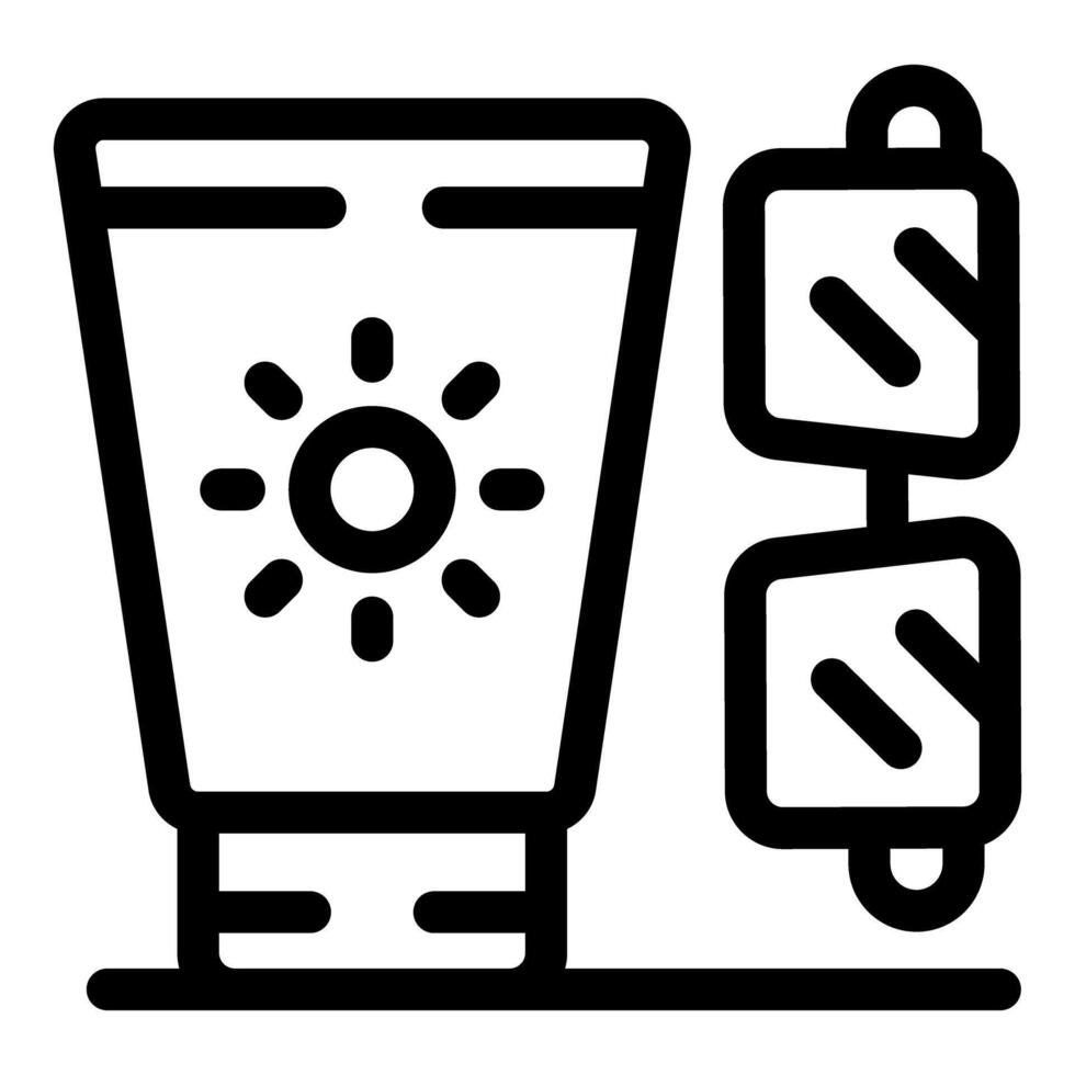 Sunscreen and sunglasses protecting from sun rays vector