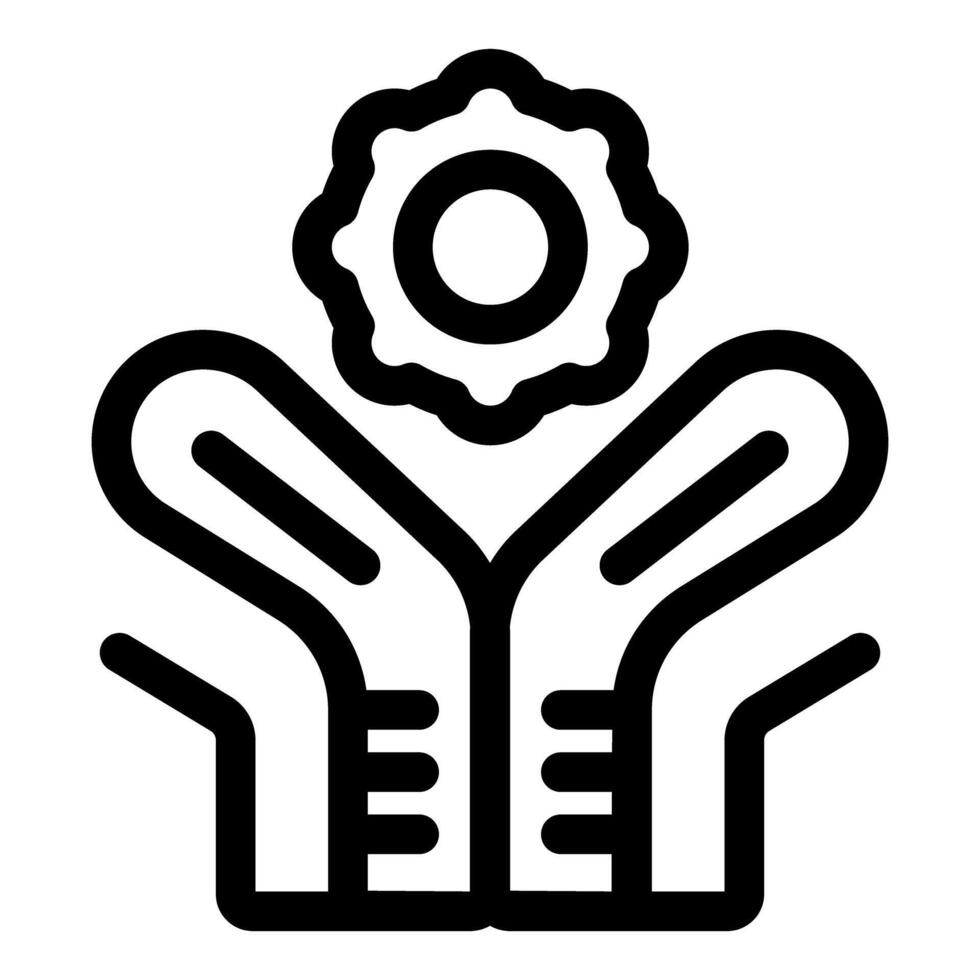 Open hands holding a gear symbolizing innovation and teamwork vector
