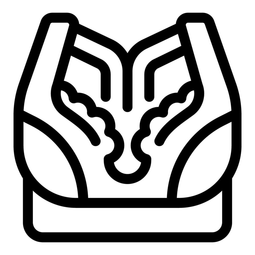 Sports bra showing increasing bust size during pregnancy icon vector