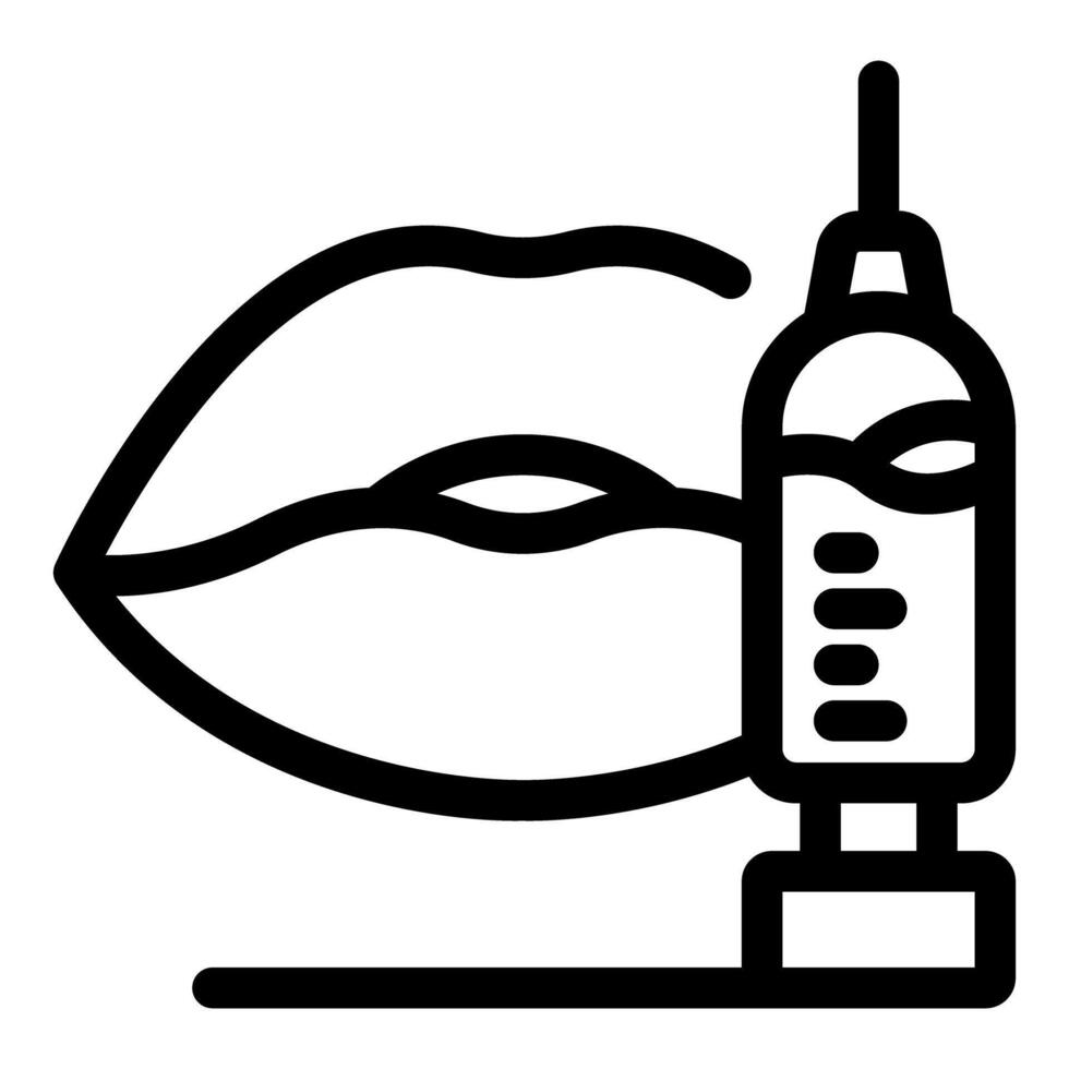 Lip augmentation syringe injecting filler into lips enhancing beauty vector