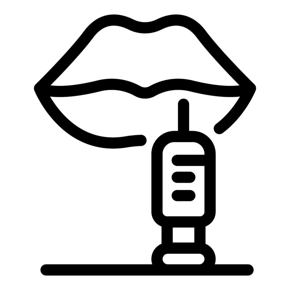 Syringe injecting filler into lips for cosmetic enhancement vector