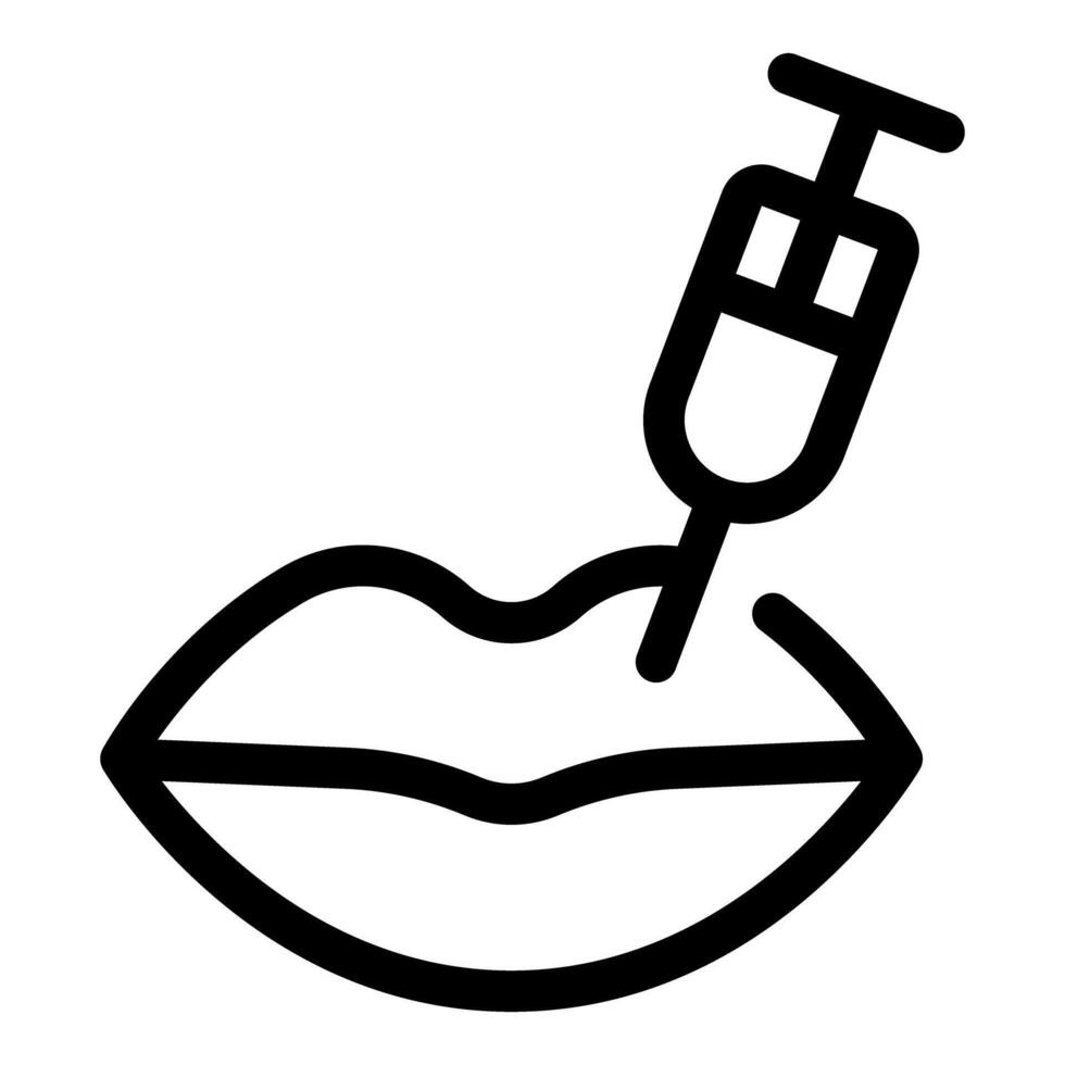 Syringe injecting lip filler for cosmetic enhancement, a symbol of beauty procedures vector