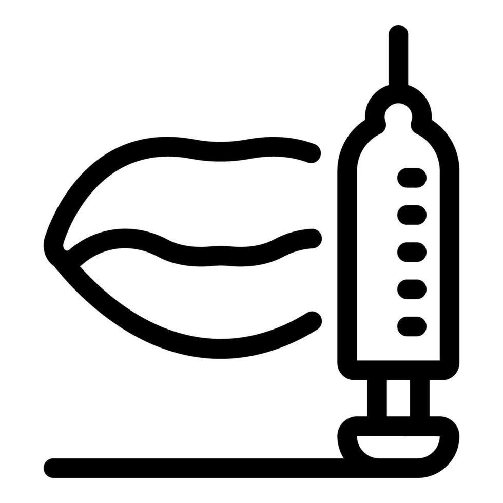 Lip augmentation syringe injecting filler into lips, enhancing beauty through cosmetic procedures vector