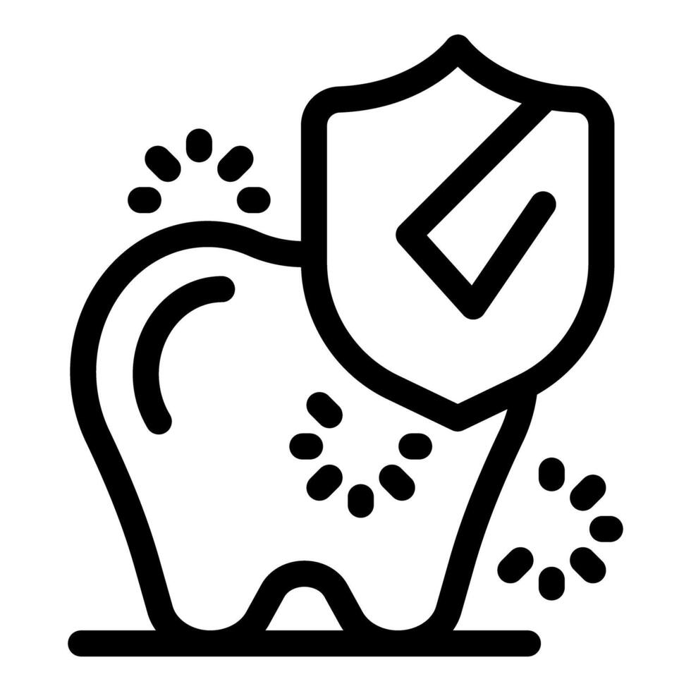 Healthy tooth protected by shield with check mark, promoting dental hygiene vector
