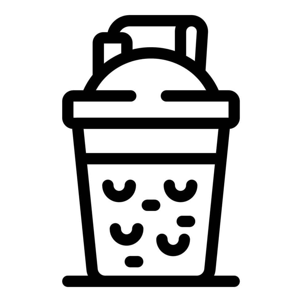 Bubble tea cup with straw and lid showing boba pearls inside vector
