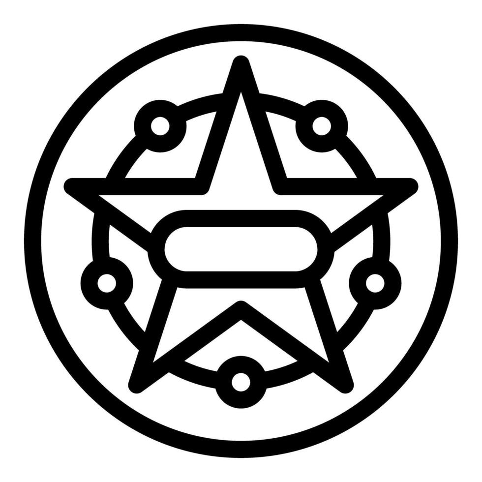 Sheriff star badge with circle and dots, wild west law enforcement symbol vector