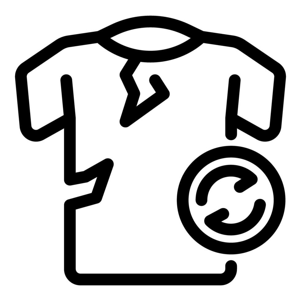 Torn t shirt showing recycling clothes icon, promoting sustainable fashion vector