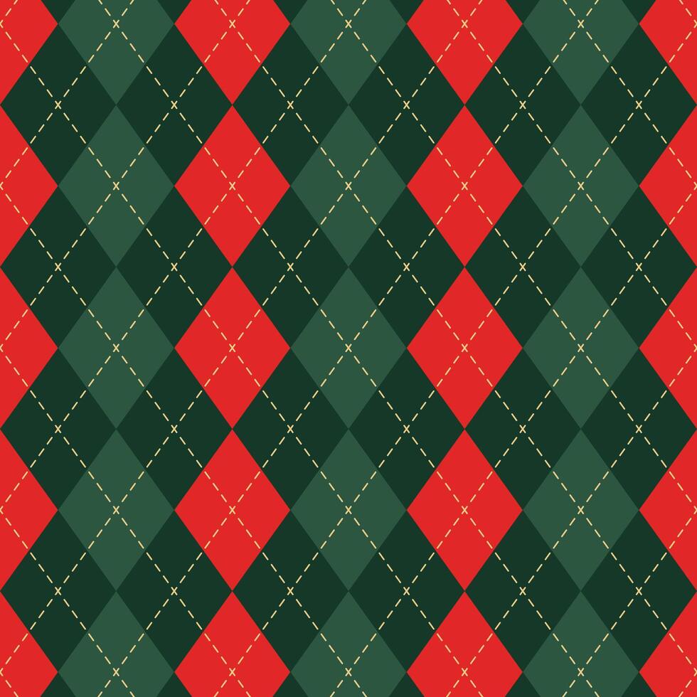 Scottish Argyle Plaid, Christmas Seamless Pattern. vector