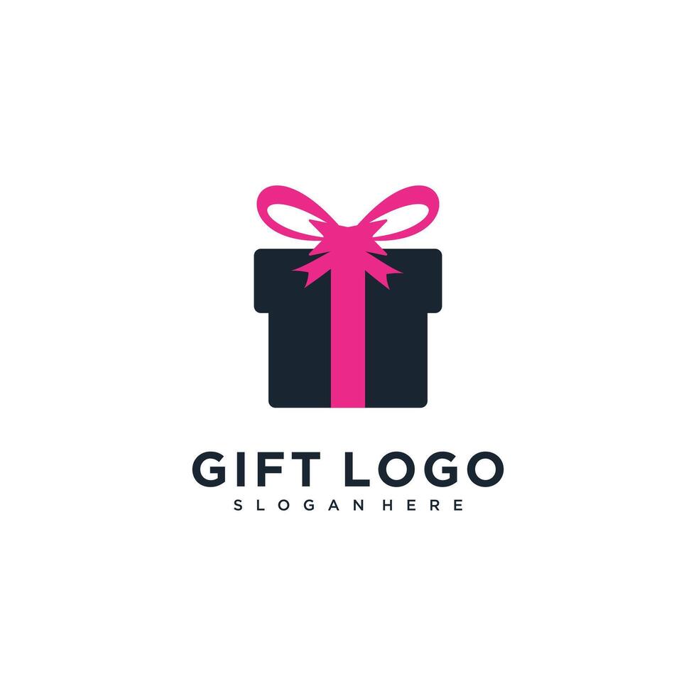 Gift box icon logo design with creative concept Premium vector