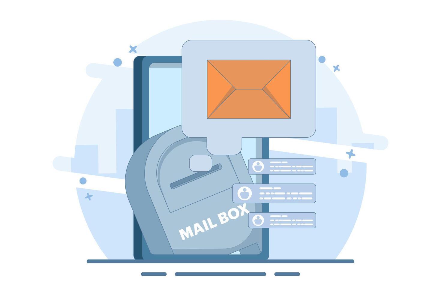 Mailbox Concept with new message notification icon, email marketing flat, Online business strategy, Advertising, Email newsletter, sending messages, marketing materials. Flat illustration. vector
