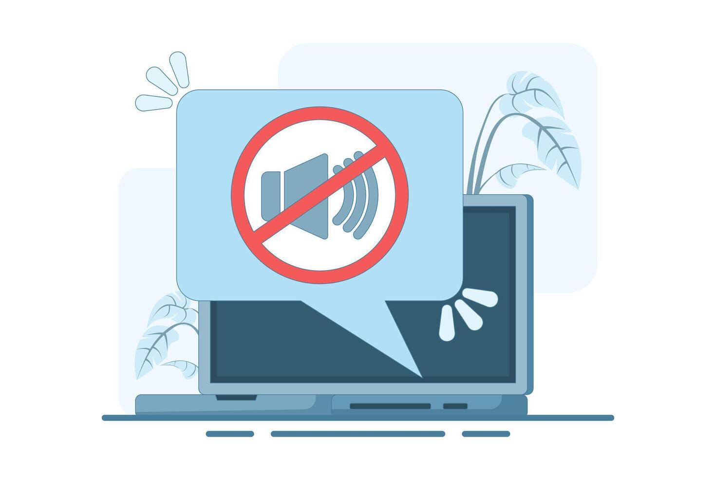 Concept of mute mode sign for mobile phone, no sound sign, flat cartoon volume off for smart phone, silent zone symbol of mobile phone. Isolated flat illustration. vector